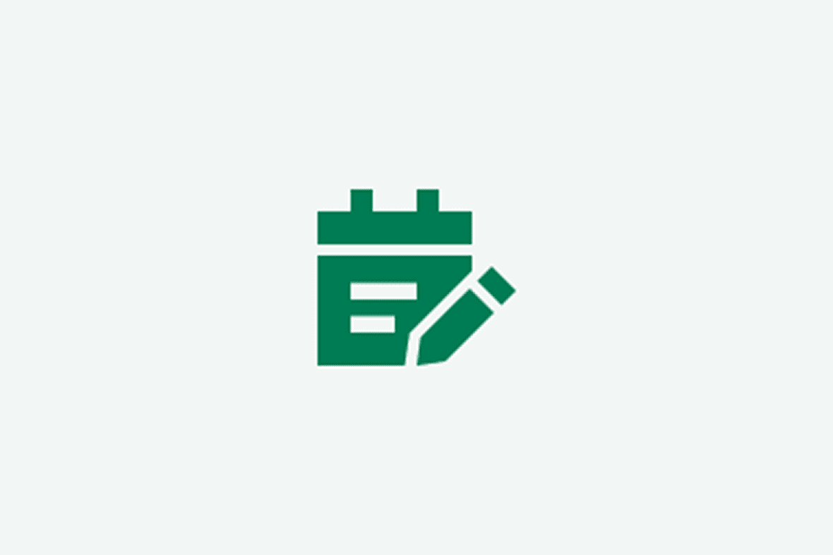 An icon of a calendar with a pencil overlayed on top, to represent planning.