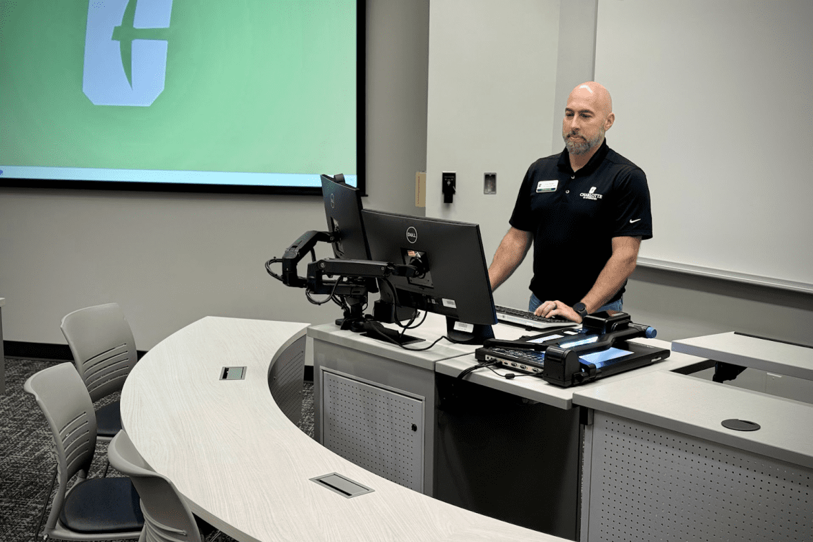UNC Charlotte LST Team member working on classroom