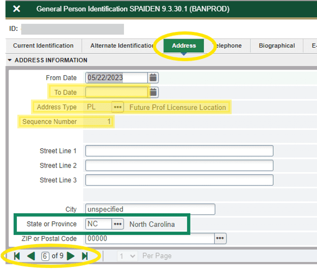 screenshot future professional licensure location